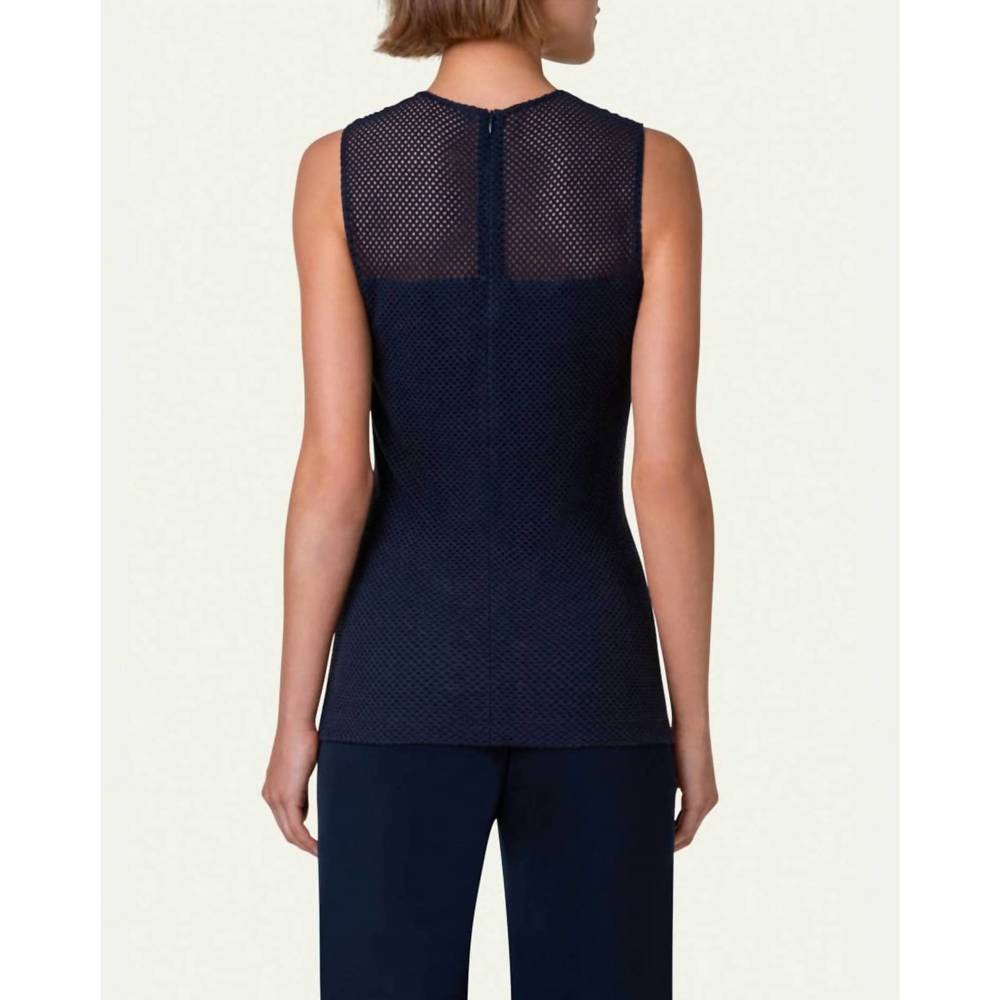 NEW AKRIS PUNTO mesh fitted shirt in navy - Picture 3 of 5